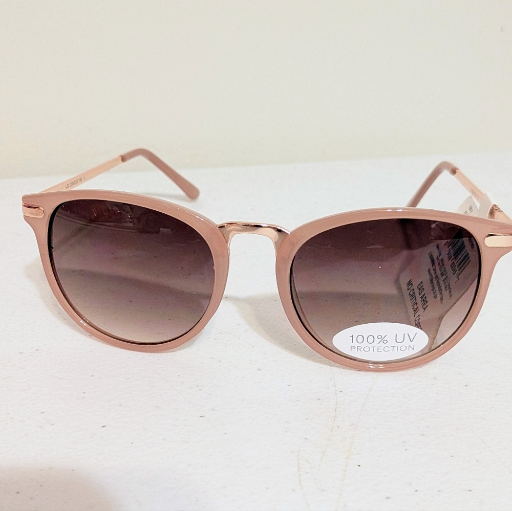 Liz Claiborne Women's Rose Mauve Round UV Protection Sunglasses